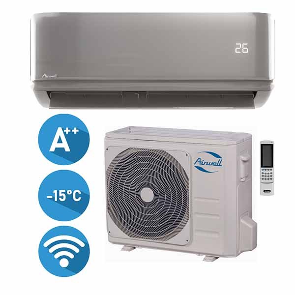 Airwell HARMONIA Grey HDMB-070N-09M22-GY/YDAB-070H-09M22 efektyvus šildymas iki -15°C
