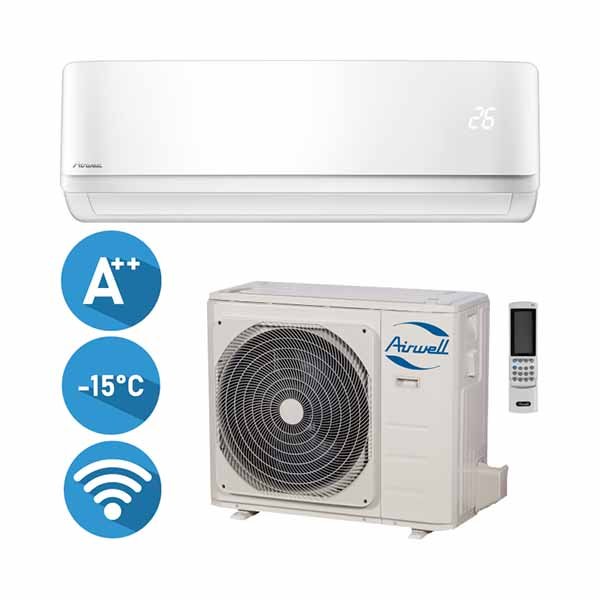 Airwell HARMONIA HDMB-025N-09M22/YDAB-025H-09M22 efektyvus šildymas iki -15°C